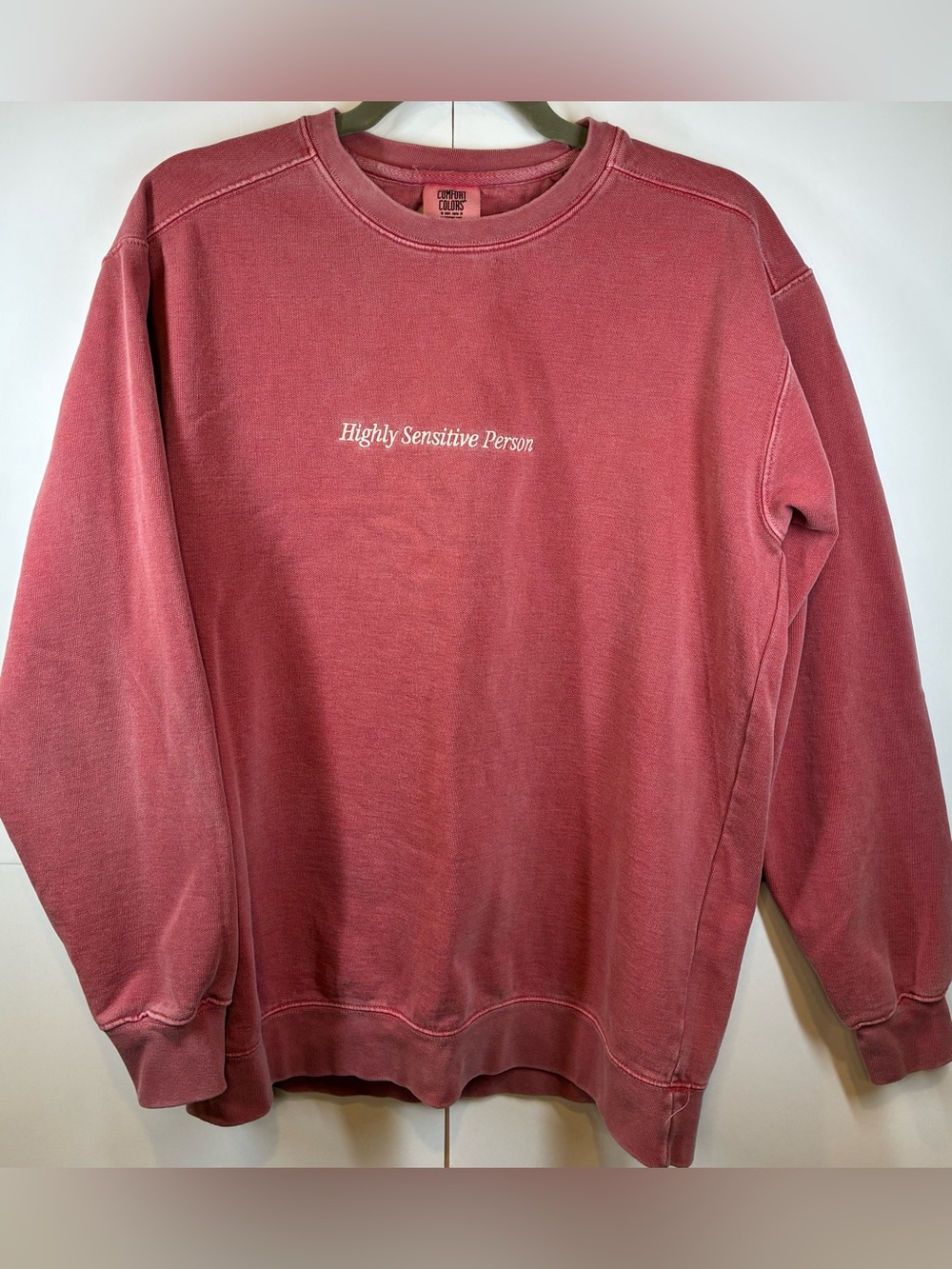 Comfort Colors Highly Sensitive Person Graphic Crewneck Sweatshirt Pink Medium